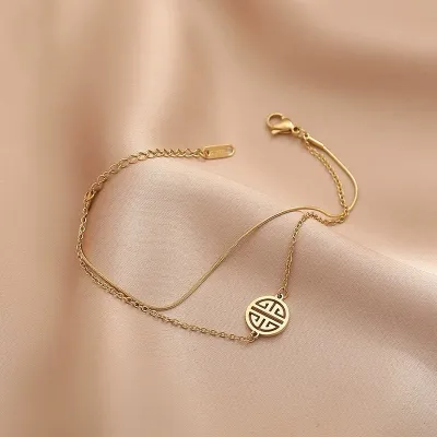 Double Layer Korean Style Golden Anklet